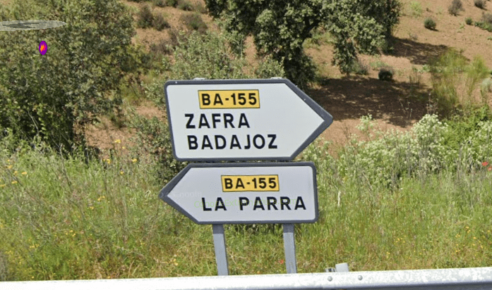 Señalización en la BA-071 Para tomar la BA-155 hacia La Parra