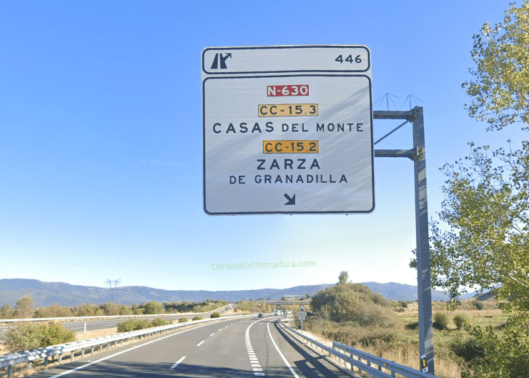 Autovía A-66, salida 446 sentido Zarza de Granadilla
