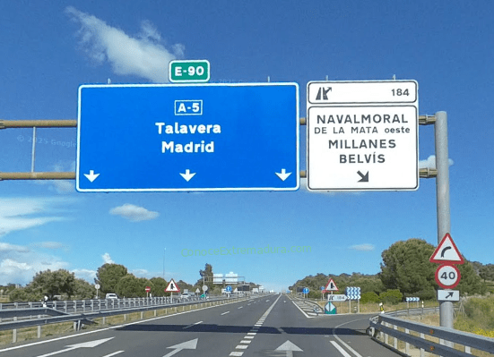 Salida 184 de la autovía A-5 a Millanes